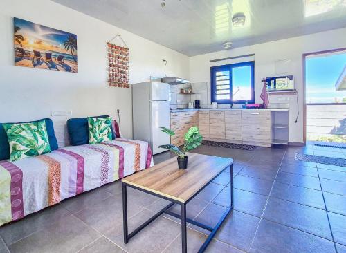 Kuchyň nebo kuchyňský kout v ubytování Teahupo'o Lodge Tahiti - Fare Terre et Mer - climatisé - canoe et paddle