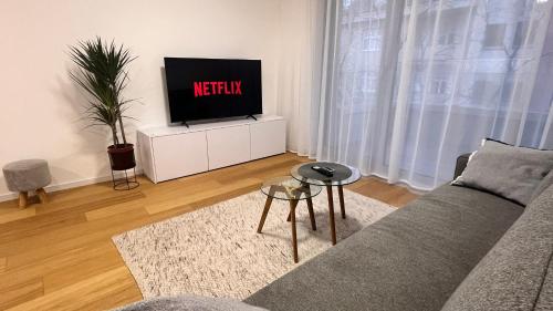 TV a/nebo společenská místnost v ubytování VApartment Nova Vajnorska , private parking