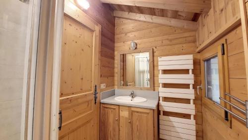 een badkamer met een wastafel en een spiegel bij Chalets à Saint Jean d'Aulps - Chalet MB MAE-4101 in Saint-Jean-dʼAulps