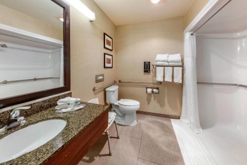 ein Badezimmer mit Waschbecken und Toilette in der Unterkunft Comfort Suites Near Six Flags Magic Mountain in Stevenson Ranch