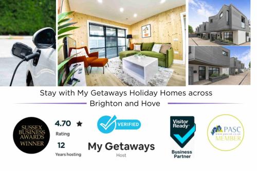 a collage of three pictures of a house at Green Mews 2 with Free Parking - By My Getaways in Brighton & Hove