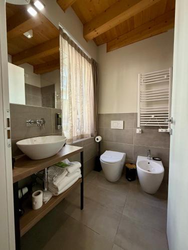 a bathroom with a sink and a toilet at Malvezzi24 Boutique Rooms in Desenzano del Garda