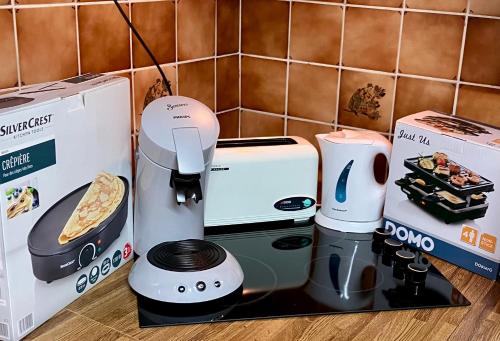 Cuisine ou kitchenette dans l'établissement Gîte Orchidée