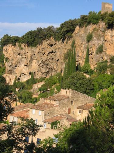 a village on the side of a mountain at Campagne de la source St Martin B&B in Cotignac