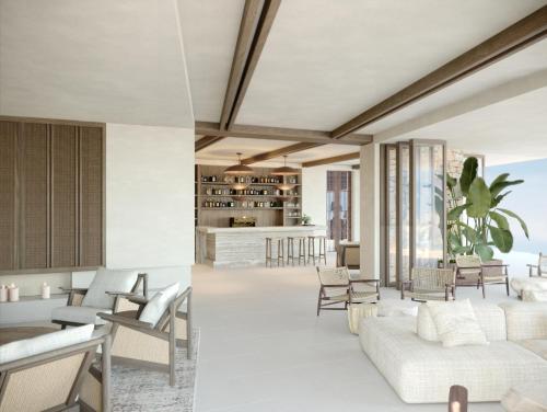 eine Darstellung eines Wohnzimmers und Esszimmers in der Unterkunft The Revery - Luxury Suites & Tented Pavilions, Elafonisi - Adults Friendly in Livadia