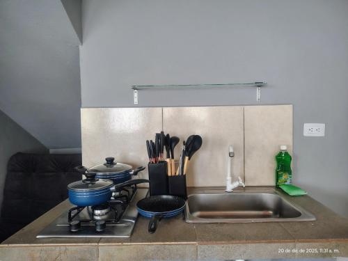 Η κουζίνα ή μικρή κουζίνα στο El mirador Raquira centro