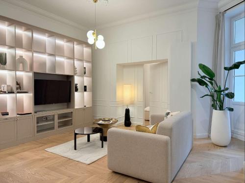 Et tv og/eller underholdning på Luxury Residence Prime Location Parking