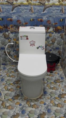 ein Badezimmer mit Toilette in einem Raum mit Felsen in der Unterkunft Hotel Sudur in Ataria