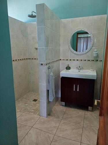 Et badeværelse på Pool House at the Old Victorian