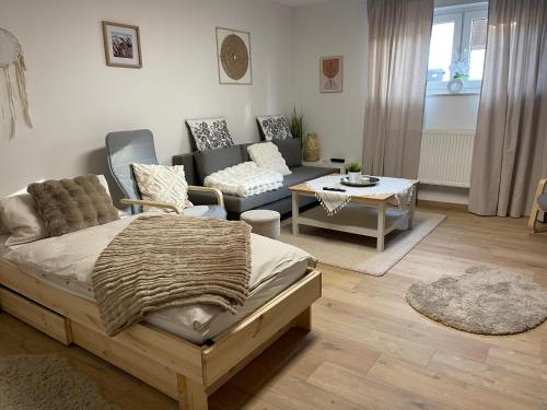 Khu vực ghế ngồi tại FeWo Monteurswohnung Zum Preußensteig II max 5 Gäste