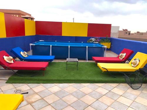 Khu vực ghế ngồi tại Modern Gueliz Apartment with Private Pool, Near to Train Station