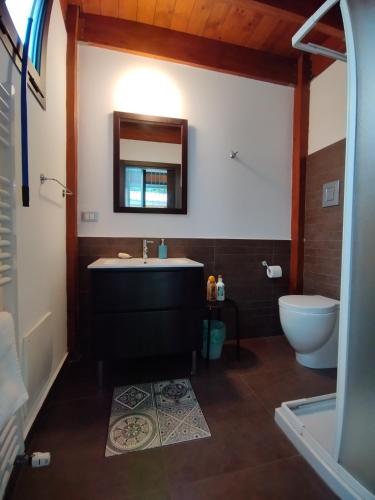 a bathroom with a tub and a sink and a toilet at Masseria del Ponte in Pretoro
