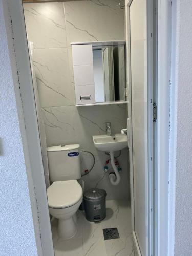 un piccolo bagno con un water e un lavandino di Tin-Nik Apartments a Kruševo