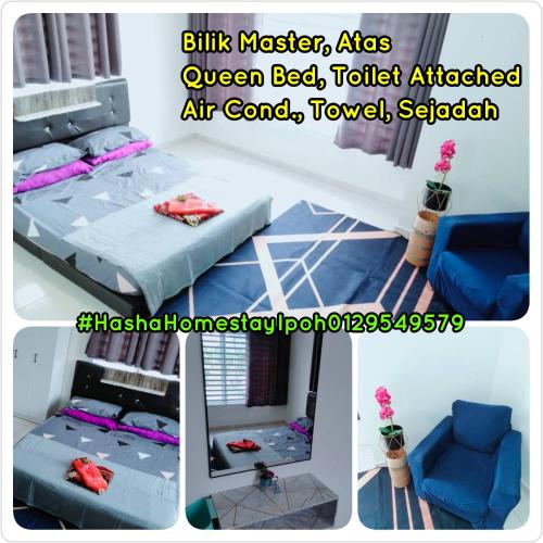 En eller flere senge i et værelse på Hasha Homestay Ipoh