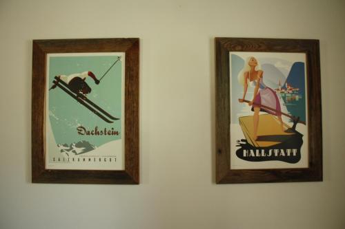 two framed posters hanging on a wall at Landlust Ischl in Bad Ischl