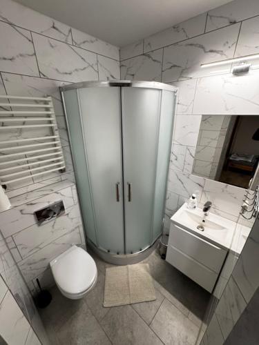 Et badeværelse på Noclegi "Nad Stawami"