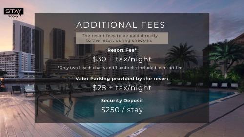 eine Anzeige für ein Hotel mit Pool in der Unterkunft Spacious Luxury Apartment at Beachwalk Resort with Ocean Views and Private Foyer in Hallandale Beach