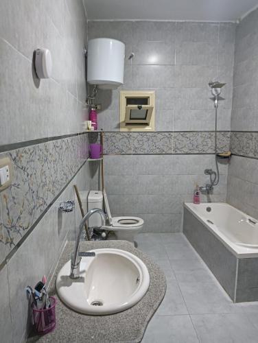 a bathroom with a sink and a toilet and a tub at noreno houseاسوان شياخة تانية طريق السادات in Aswan
