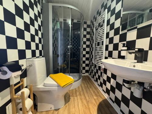 een badkamer met toilet en wastafel bij Studio apartment - Park view in Thun