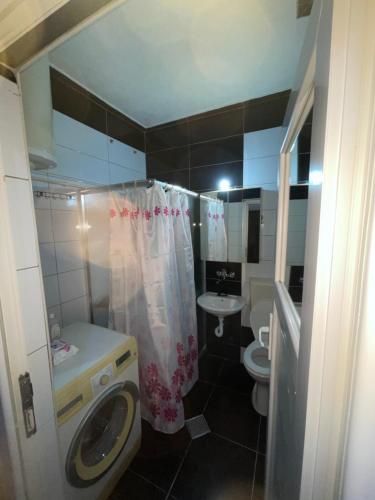 un piccolo bagno con un water e un lavandino di Bleon Apartment a Prizren