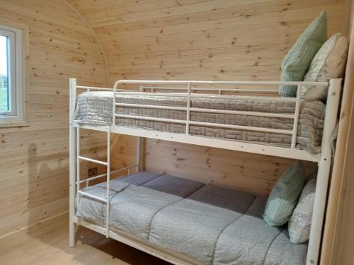een slaapkamer met twee stapelbedden in een hut bij Stag's View in Ballina