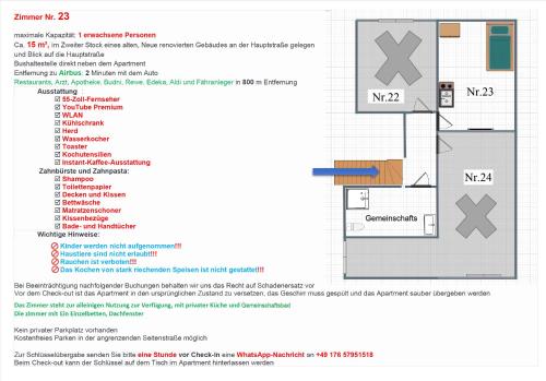 a diagram of a floor plan of a house at Finkenwerder Ferienwohnung Larisa's Nr 23 in Hamburg
