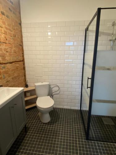 a bathroom with a toilet and a sink at SecondHomeViljandi Apartment in Viljandi