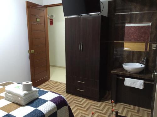 Koupelna v ubytování Hostal Gold Star