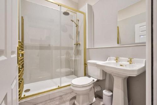 een badkamer met toilet, douche en wastafel bij 2 Bed in Soulby oc-a28927 in Pooley Bridge