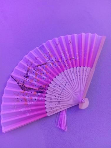 ein rosa Ventilator, der auf einer violetten Oberfläche steht in der Unterkunft les cités romance le Tokyo in Carcassonne