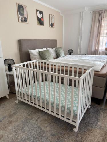 Giường trong phòng chung tại Ferienwohnung Krautfassblick