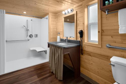 un bagno con lavandino e WC di Sun Outdoors North Moab a Moab