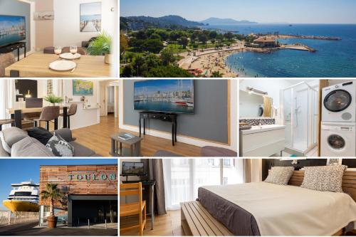 a collage of photos of a living room and a house at Sweet Evasion - Wifi - Host Provence in Toulon