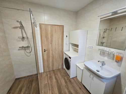 Et badeværelse på Apartmán Moravští vlci