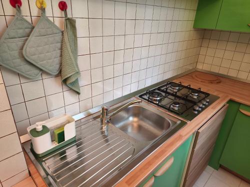 une cuisine avec un évier et une cuisinière dans l'établissement Burro e Salvia Home, à Bergame