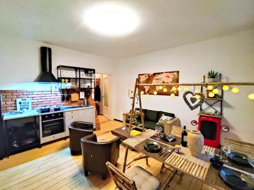 Køkken eller tekøkken på Altstadtblick Altenburg