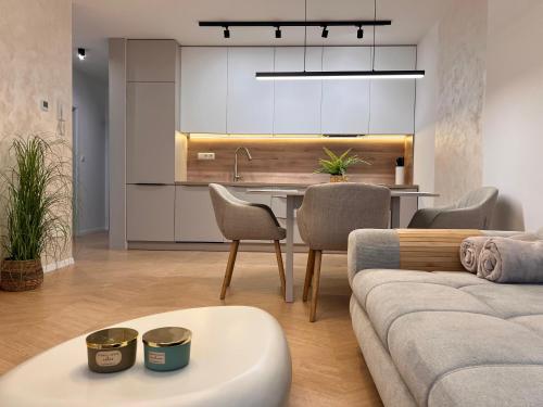 Et opholdsområde på Spa Apartman