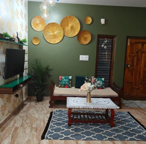 Et opholdsområde på Nature Chirps Coorg farmview villa