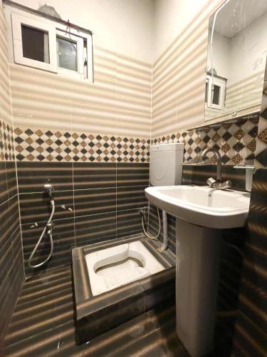 a bathroom with a sink and a toilet at OWN IT - 2BHK Brown in Islamabad