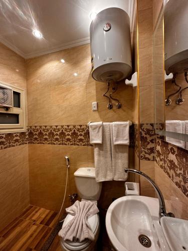 a bathroom with a toilet and a sink at Pyramids Holiday Escape in Cairo