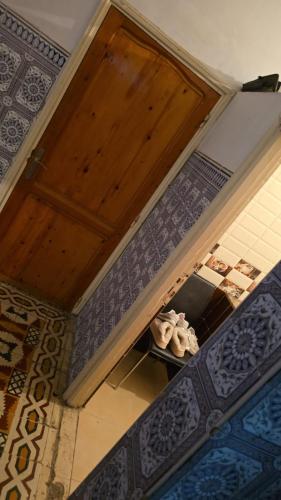 an overhead view of a room with a wooden ceiling at Maison in Salé