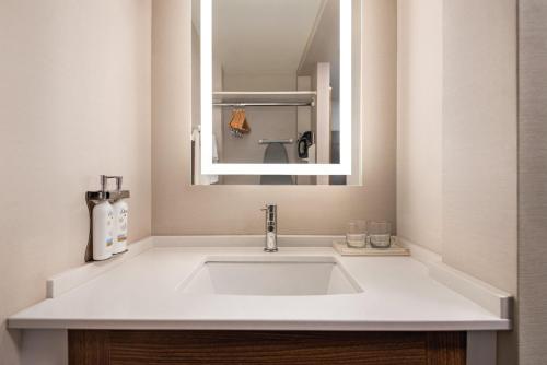 a bathroom with a sink and a mirror at Holiday Inn & Suites Vancouver Downtown by IHG in Vancouver