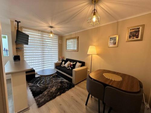 Posezení v ubytování Departamento piscina y estacionamiento en condominio Villarrica