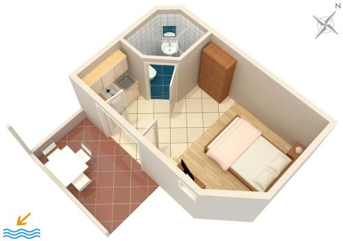 ein kleines Apartment mit einem Zimmer in der Unterkunft Apartments with parking space Ivan Dolac, Hvar - 592 in Ivan Dolac