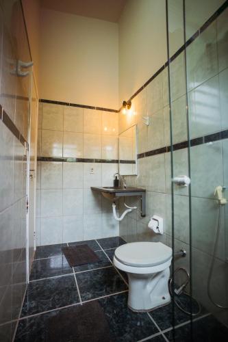 a bathroom with a toilet and a sink at Pousada Horizonte da Canastra in São Roque de Minas