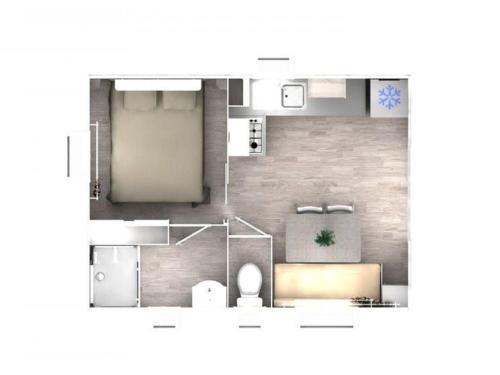 Grundriss eines Badezimmers mit WC in der Unterkunft Mobil-home confortable avec terrasse à Saint-Gérons - API-1-52-1311 in Saint-Étienne-Cantalès