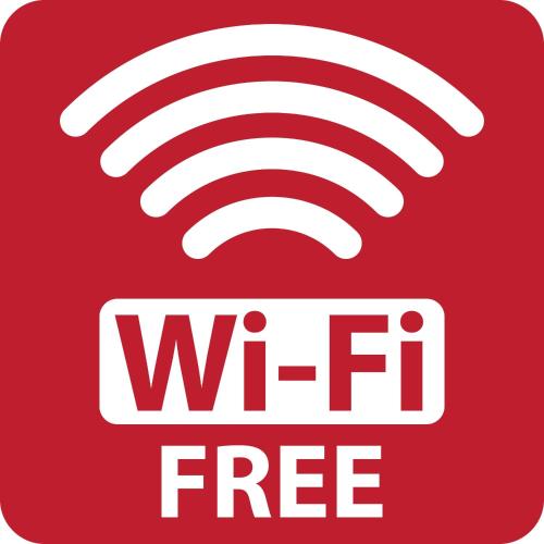 a red wifi sign with a wifi free symbol at Chic Appart - Sauna privatif in Tourcoing