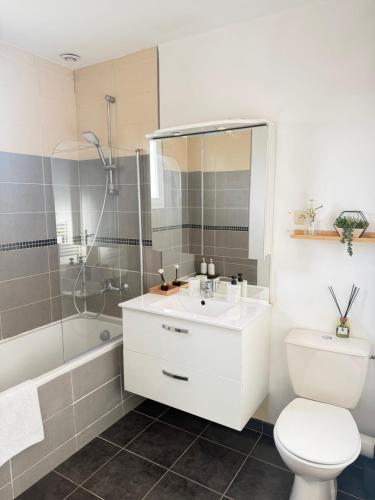 Ein Badezimmer in der Unterkunft Maison entiere jacuzzi reception ouverte 7 7j et 24 24h