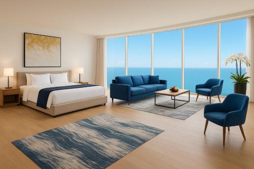 Giường trong phòng chung tại PANORAMA Resort - Center Suite & Sea view