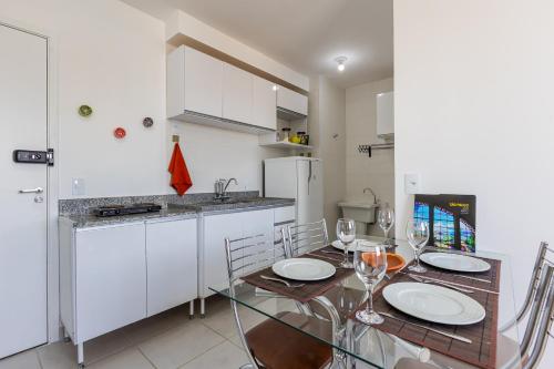 Køkken eller tekøkken på Apartamento com espaço de trabalho completo - Estação João Dias CPTM